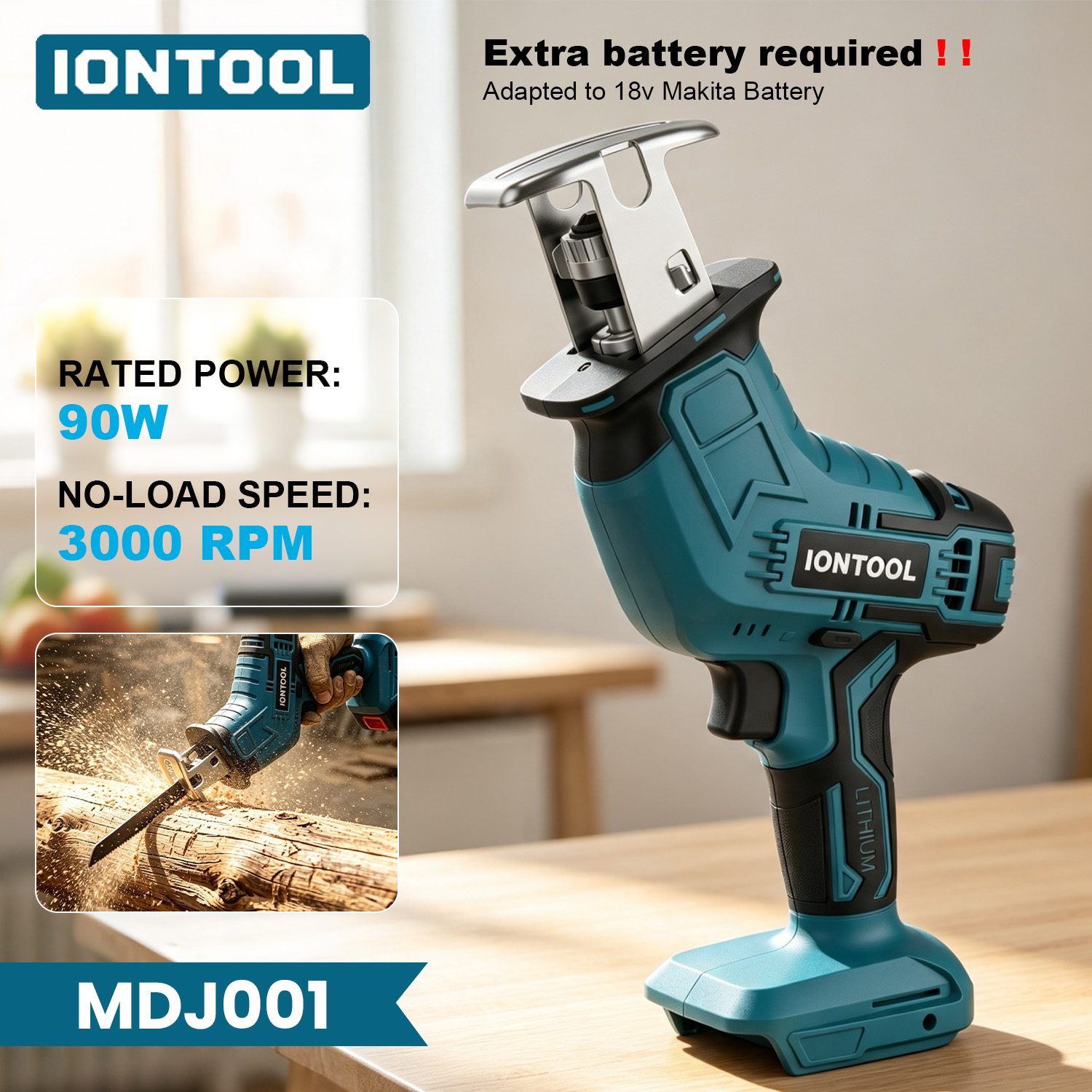 Reciprocating Saw Cordless - IONTOOL 18V Brushless Reciprocating Saw 3000SPM