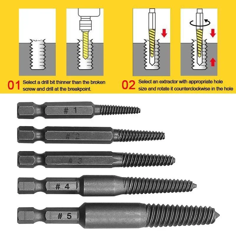 5pcs Screw Extractor Center Dr - огляд і ціна Power Tools Guide