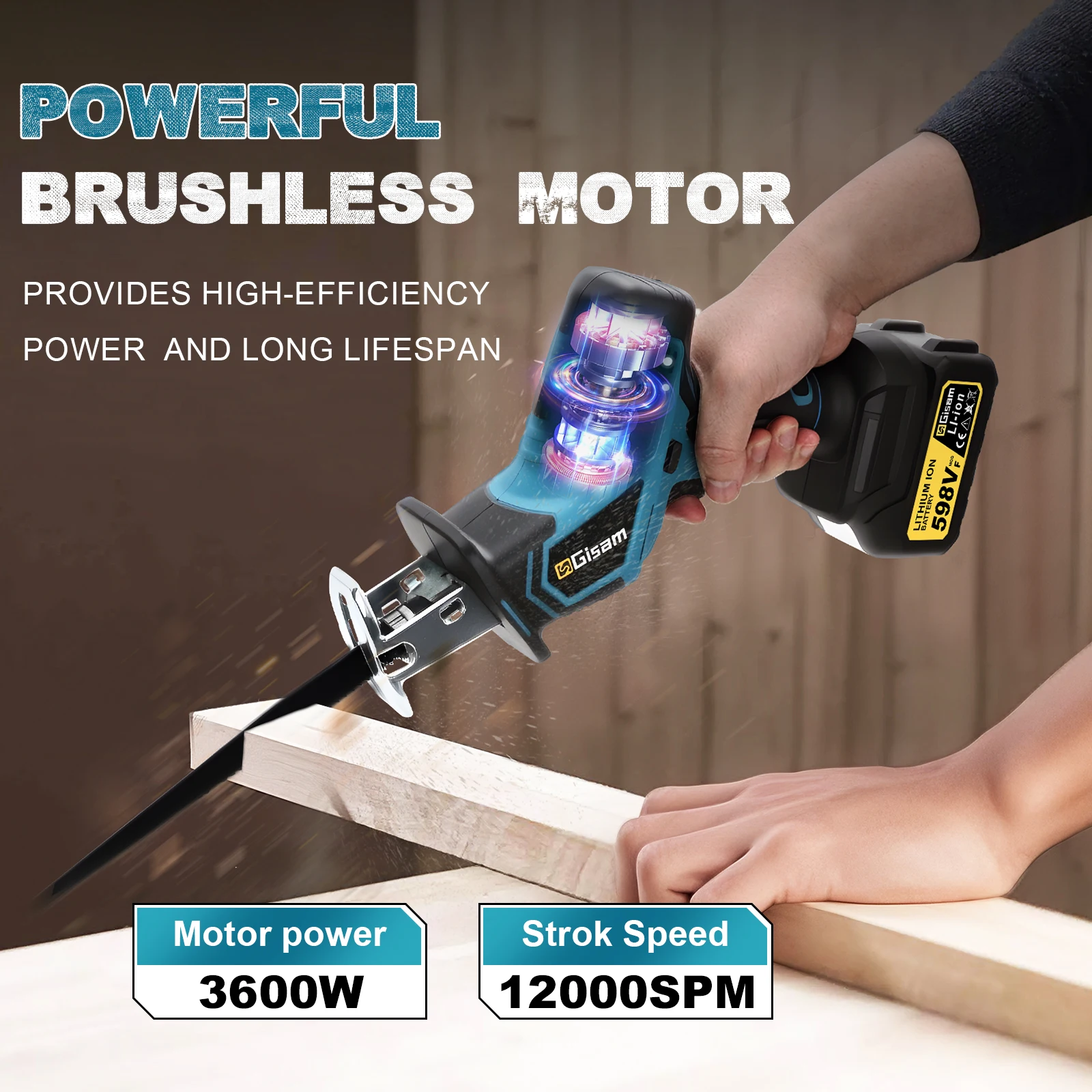 Gisam 3600w Brushless Reciproc - огляд і ціна Reciprocating Saw Cordless